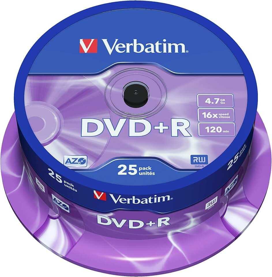 Verbatim 4.7GB DVD + R Matt Silber - 16-Brenngeschwindigkeit - hohe Lebensdauer - Kratzschutz - 25 Stück Spindel