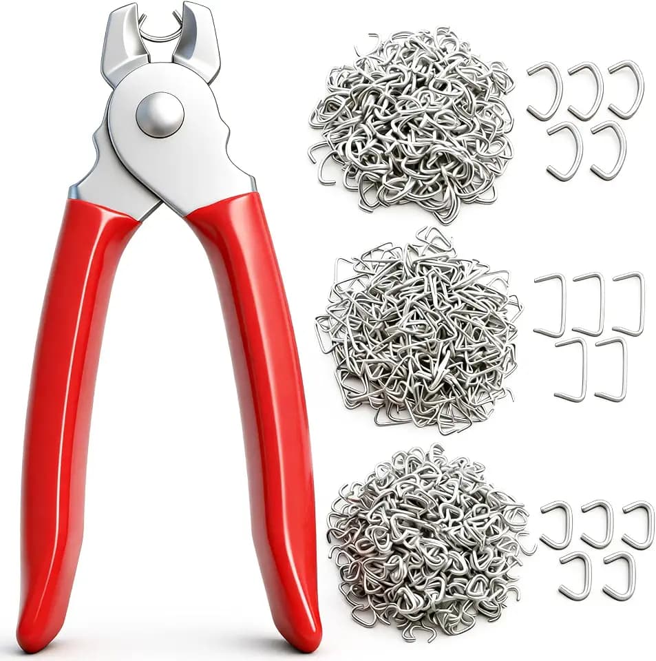 285 pcs Hog Rings with Straight Hog Ring Pliers Kit 3/4" 1/2" 3/8 "Galvanized Hog Rings for Animal Pet Cages、Ropes、Bagging、DIY Craft、Furniture