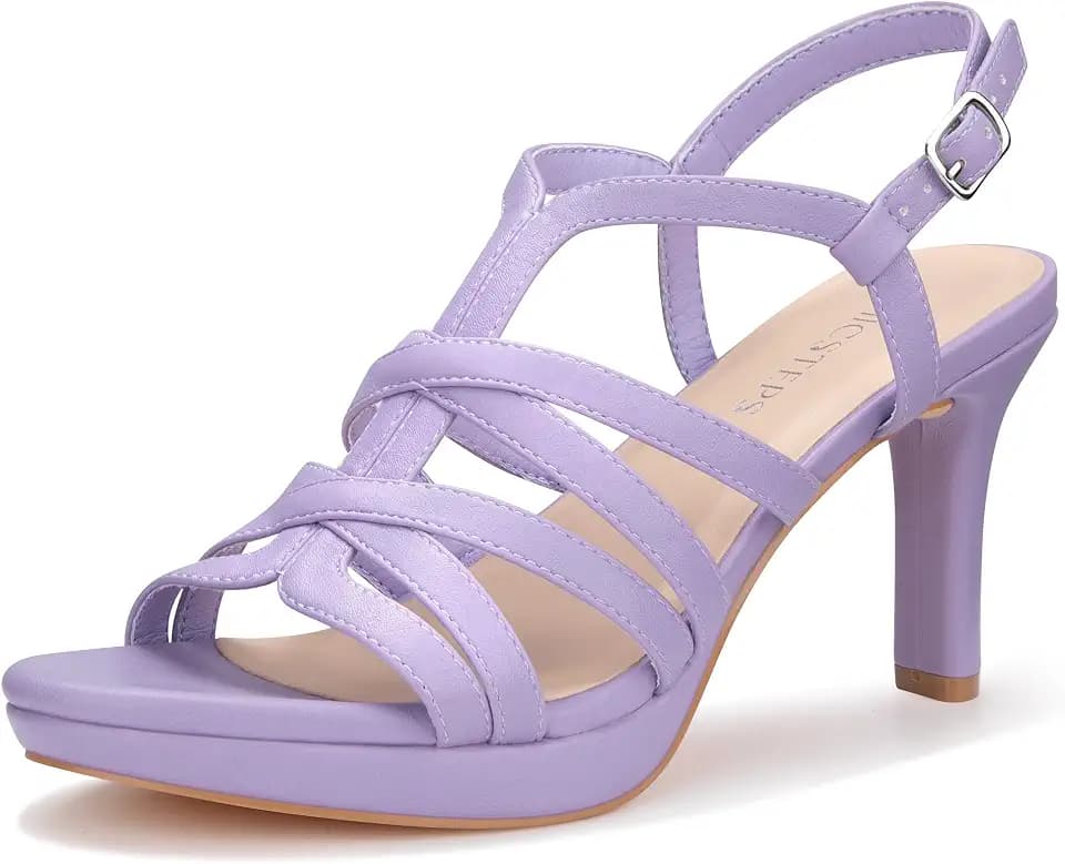Women's Platform Heels Strappy Stiletto Round Toe Slip-Resistant