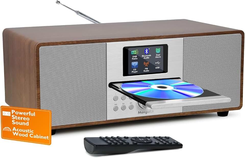 MS4 CD-Player, DAB Radio HiFi-System, Bluetooth, Stereo, Walnuss