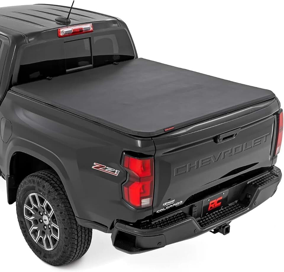 Rough Country Soft Tri-Fold Tonneau Cover for Chevy Colorado & GMC Canyon (2023-2025) - Fits 5' Bed, Weather-Resistant Truck Bed Cover