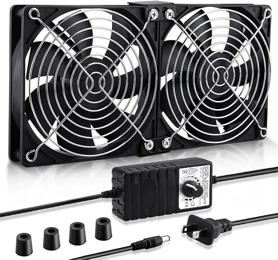 Wathai 2 x 120mm 240mm Computer Fan with AC Plug Cabinet Fan 110V 240V