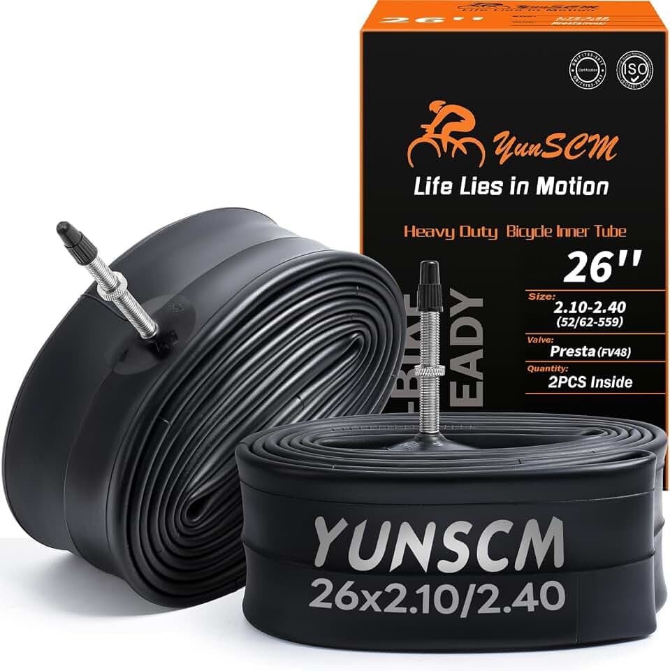 2-PCS 26" Heavy Duty Bike Tubes 26x2.10/2.40 FV48mm Presta Valve (52/62-559) Bicycle Inner Tubes Compatible with 26X2.10 26X2.125 26X2.20 26X2.25 26X2.30 26x2.35 26X2.40 Road Mountain Bike Tire Tubes