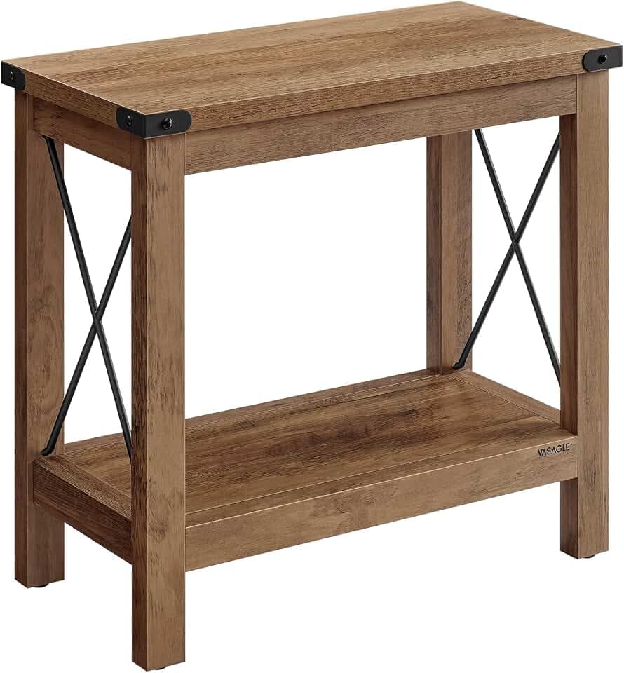 VASAGLE 2-Tier End Side Table, Small Accent Nightstand with Bottom Shelf