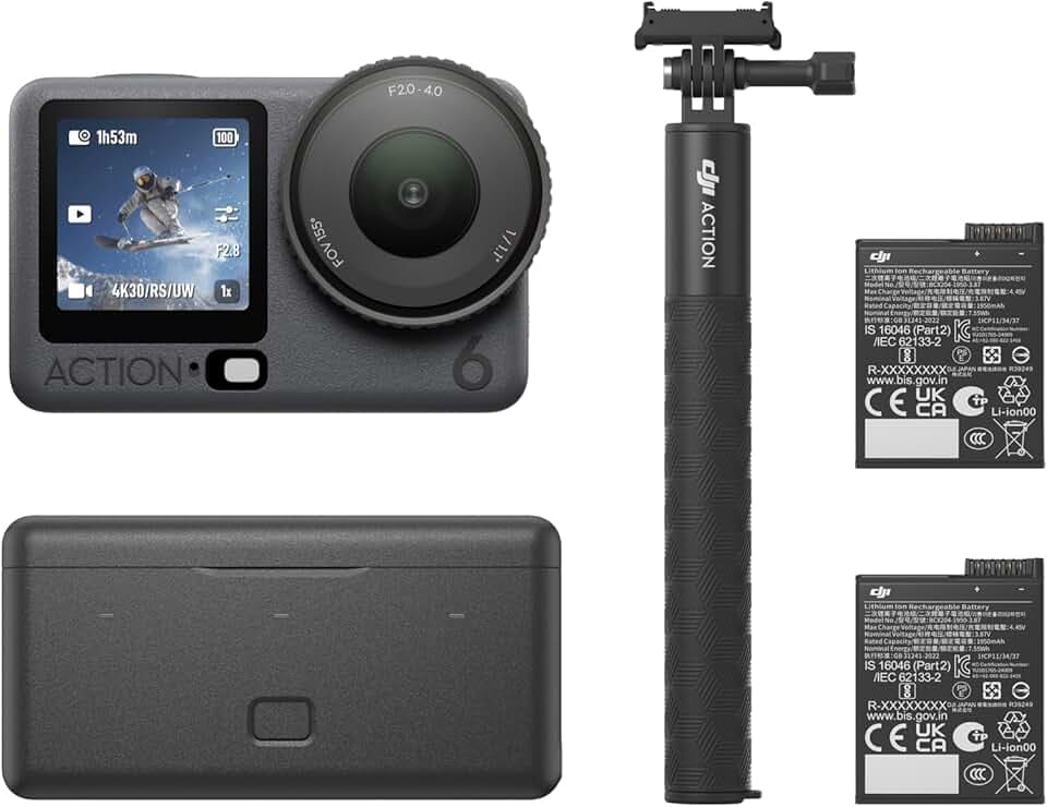DJI Osmo Action 6 Erweiterte Combo, 8K-Action-Cam, 2 Akkus