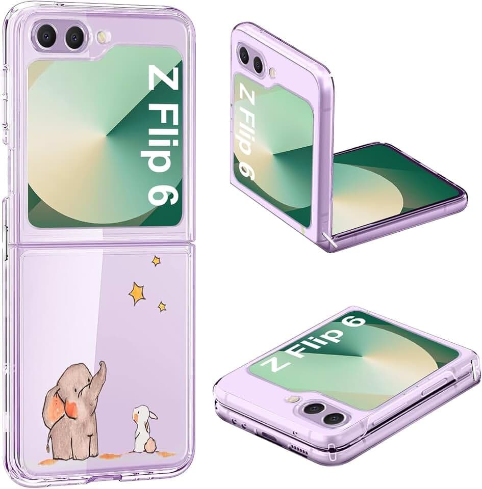 für Samsung Galaxy Z Flip 6 Hülle Dünn Silikon mit Handyhülle Hüllen High Transparente Anti Gelb Tier Hüllen Weich Cover für Samsung Z Flip 6 4G/5G Durchsichtig Case Original Bumper (Kaninchen)