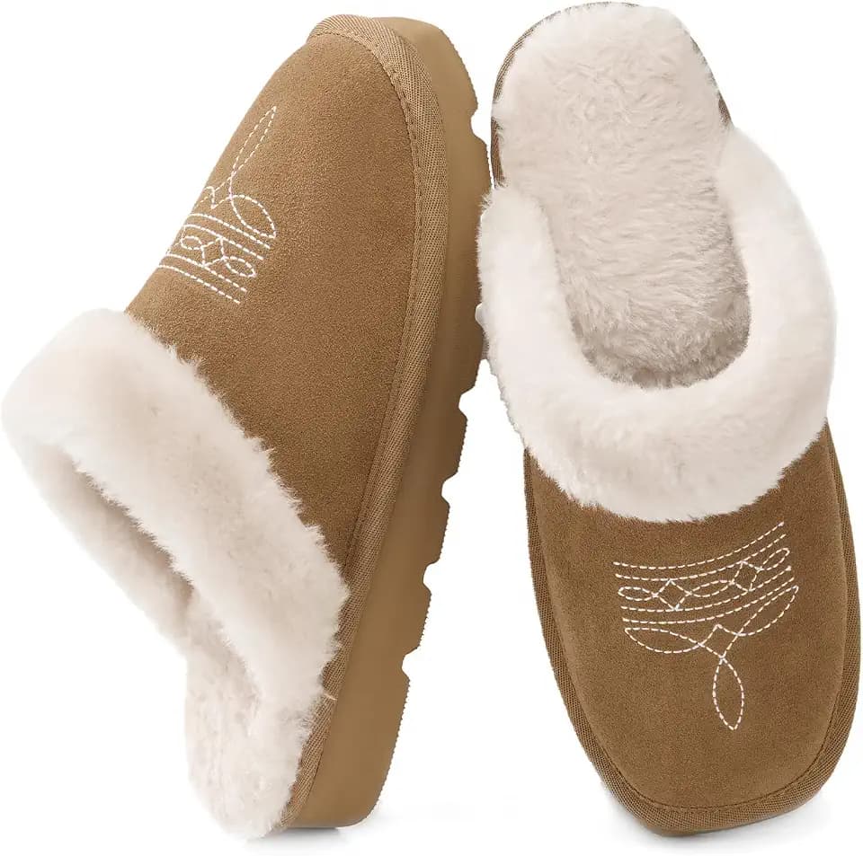 YOLIS ZURIN Western Cowboy Boot Slippers Cowgirl House Slippers for Women