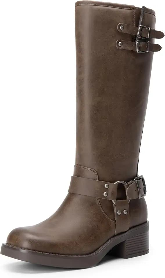 DREAM PAIRS Women's Moto Knee High Boots