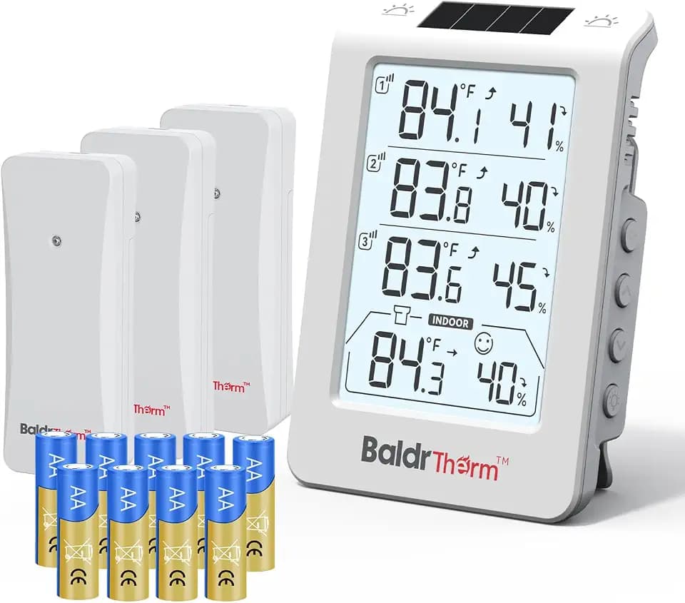 Wireless Freezer Monitor with 3 Sensors, 328ft Long Range Digital Refrigerator Thermometer with Min/Max Temp and Smart Adjustable Backlight, for Home, Garage & Breast Milk, White