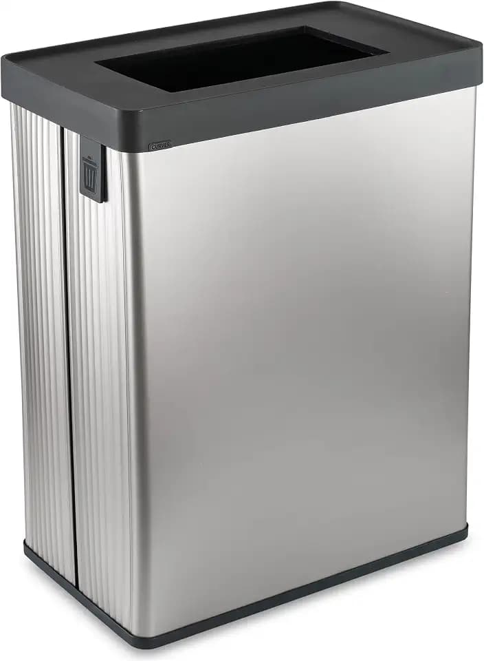 Curver Verto Recycle 54L Mülleimer für Küche, zwei Fächer, einfache Sortierung, offen, schlankes Design, silber, 26,5 x 43,5 x 54,7 cm