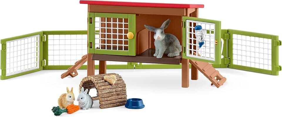 Schleich Farm World | Kaninchenstall 42420 | Spielset ab 3 Jahren | 8 Teile