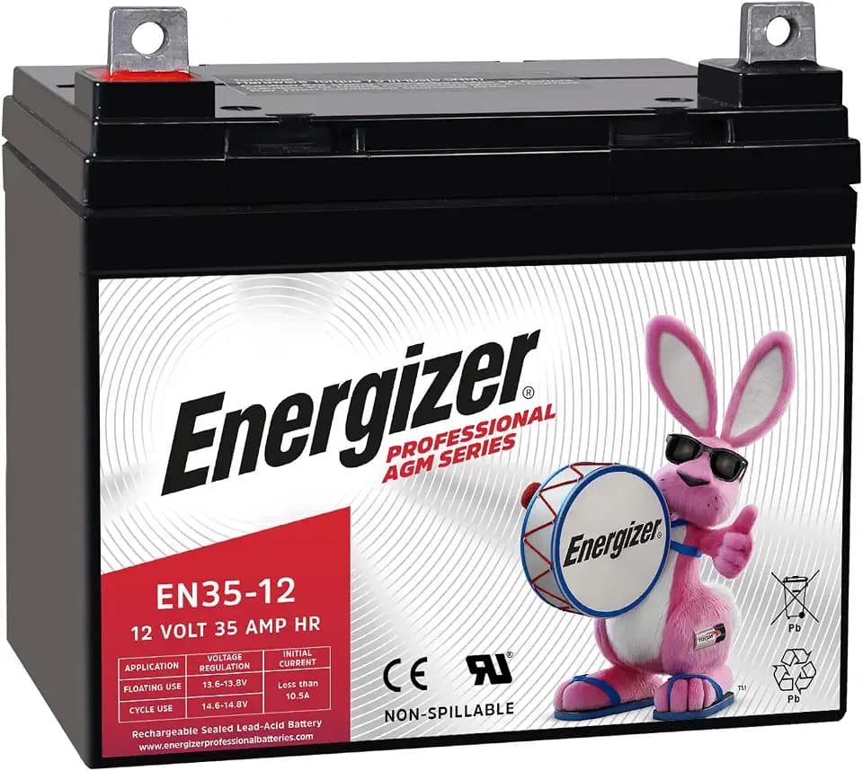 Energizer EN35-12, 12 Volt 35 Amp Hr, Long Lasting Sealed Lead Acid AGM Rechargeable Battery Ideal For Use In Wheelchairs, Electric Scooters, Backup Power, and more