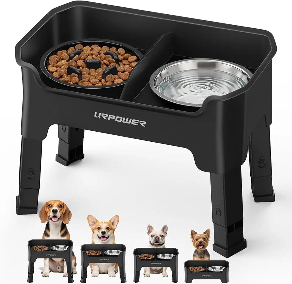 URPOWER Mess Proof Elevated Dog Bowls for Small Dogs with Slow Feeder