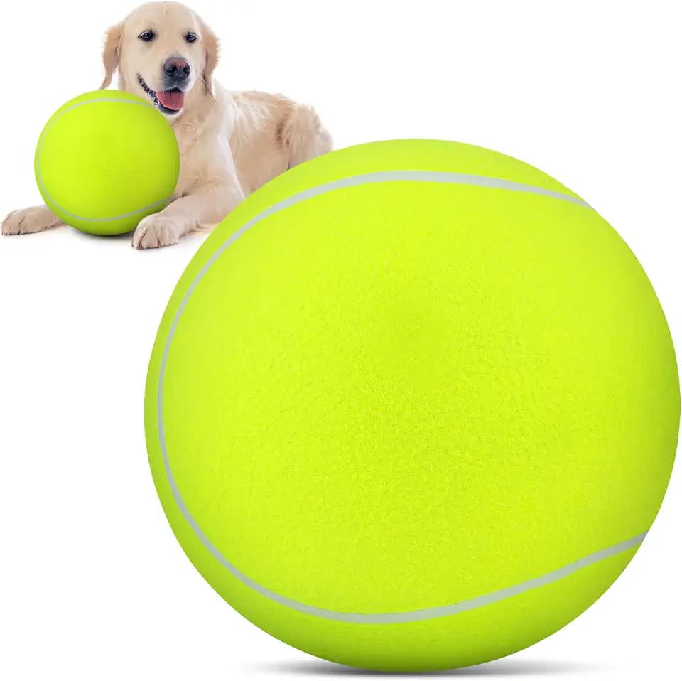 QDAN Giant Large Tennis Ball for Dogs: 9.5" Premium Balls for Dog for Outdoor Play Chasing, Big Tennis Ball Dogs Toy, Tennis Ball for Small Medium Large Dogs, Pet Ball Birthday, Yellow