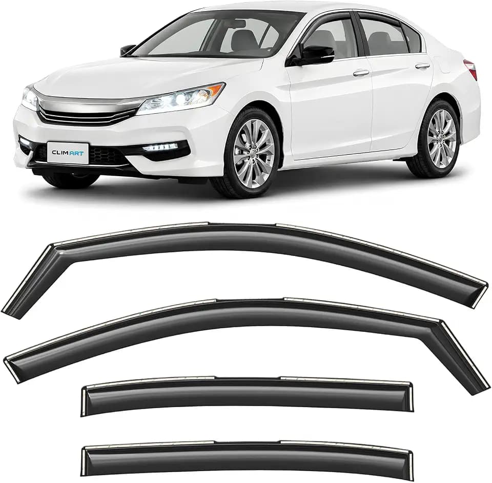 CLIM ART in-Channel Incredibly Durable Rain Guards for Honda Accord 2013-2017 Sedan, Original Window Deflectors, Vent Window Visors, Vent Deflector, 4 pcs. - 613274