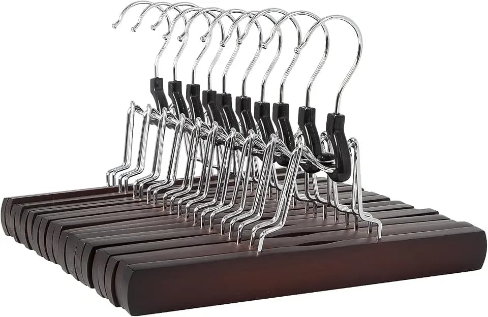 Amazon Basics Holzkleiderbügel für Hosen, Kirschrot, 10er-Pack, 25x16.5cm
