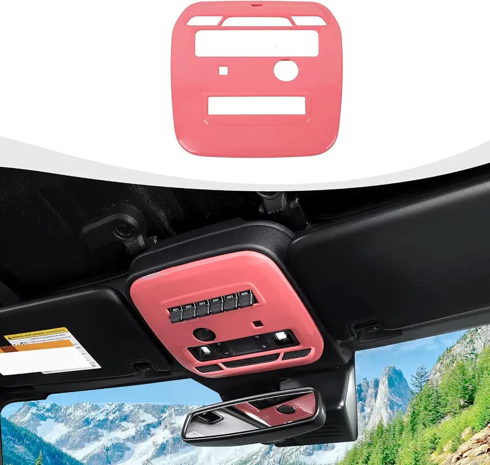 RAZPOY for Bronco Front Reading Light Panel Trim Cover Compatible with 2021-2025 Ford Bronco Interior Accessories 2-Door 4-Door, Pink (with AUX Switches)