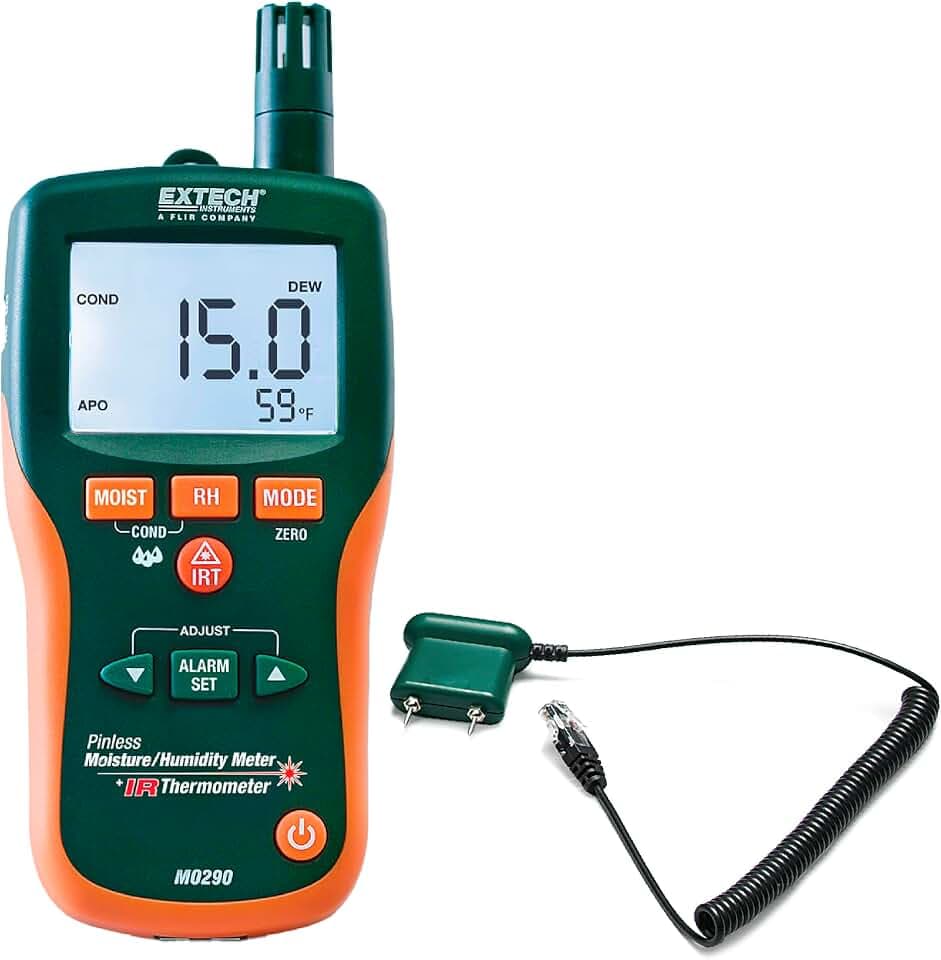 Extech Feuchtigkeitsmessgerät und IR-Thermometer ohne Mess-Stift, 1 Stück, MO290
