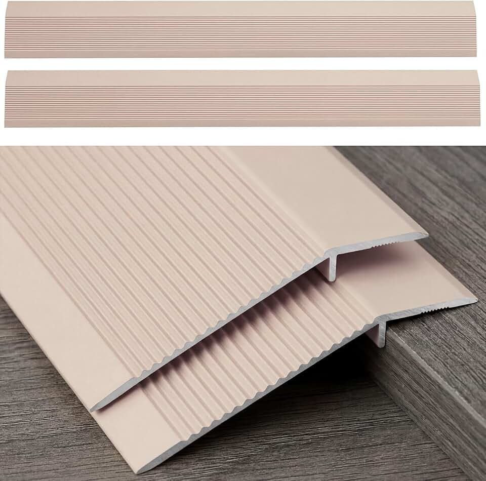 Blulu 2 Pcs Aluminum Floor Transition Strip Threshold Strip, Champagne Gold