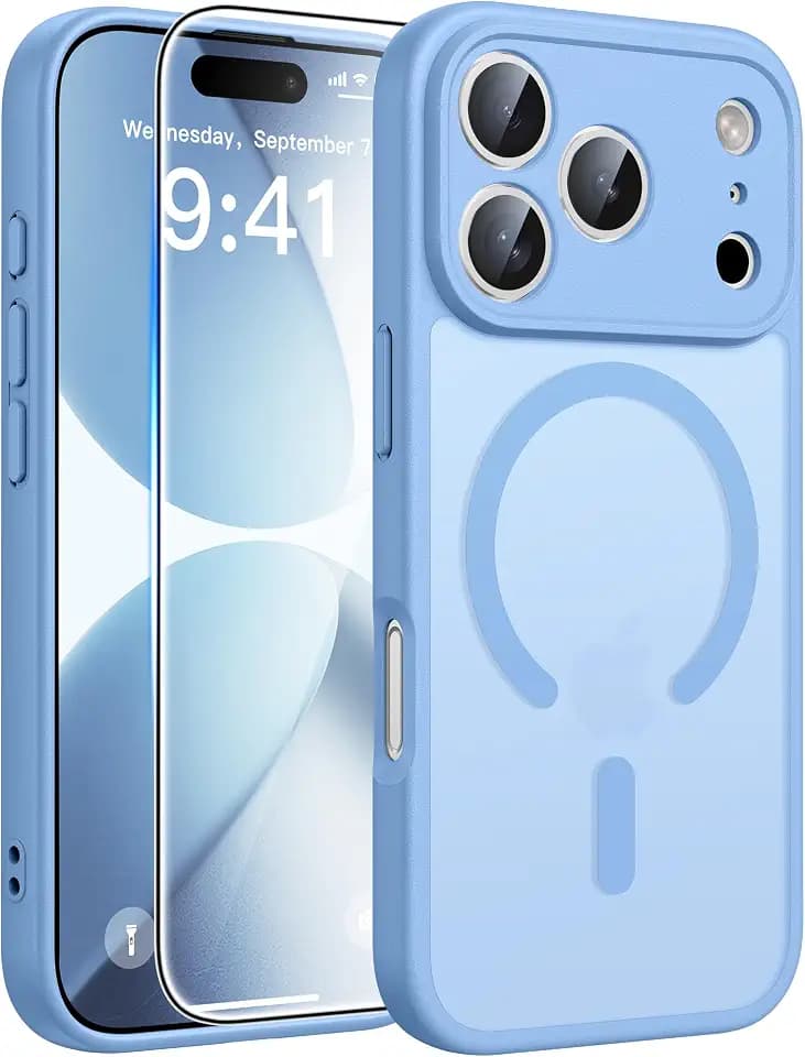 FNTCASE for iPhone 18 Pro Case/iPhone 17 Pro Case Light Blue: Translucent