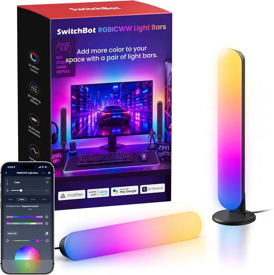 SwitchBot RGBICWW Lightbar, Smarte TV Hintergrundbeleuchtung mit Matter