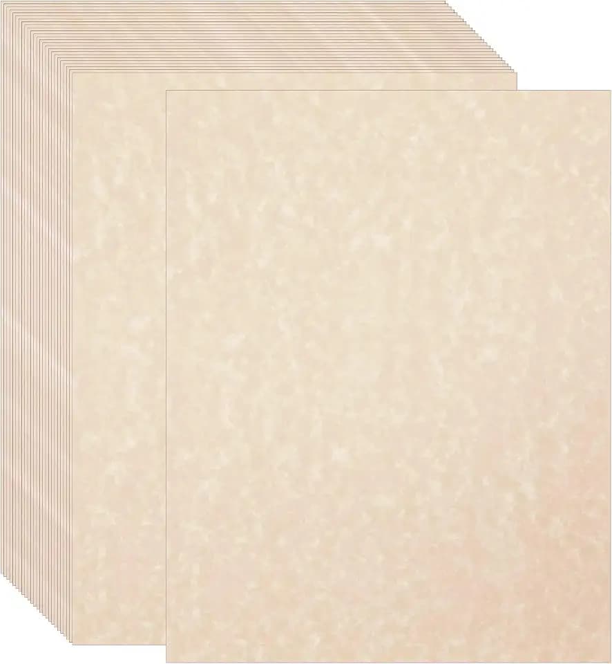 Acidea 100 Blatt bedrucktes Pergamentpapier, 180 g/m², dickes A4, blanko, Urkundendruckpapier, beige, antikes strukturiertes doppelseitiges Druckpapier für Lebenslauf, Diplom
