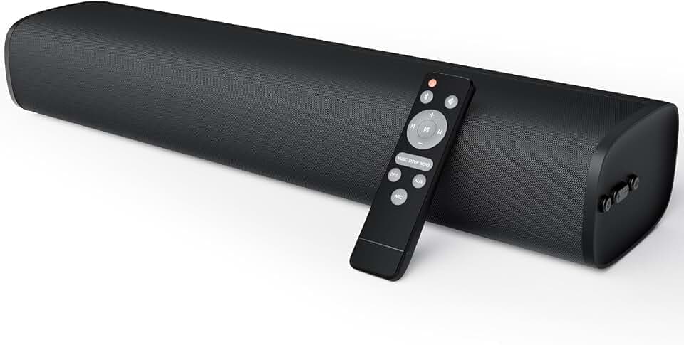 Soundbar für Fernseher, 56-W-Lautsprecher mit Bluetooth 5.3/ARC/optischem Anschluss/AUX-Eingängen – Wandmontierbares Heimkino-Surround-Sound-System, kleine Soundbar für Fernseher/PC/Gaming