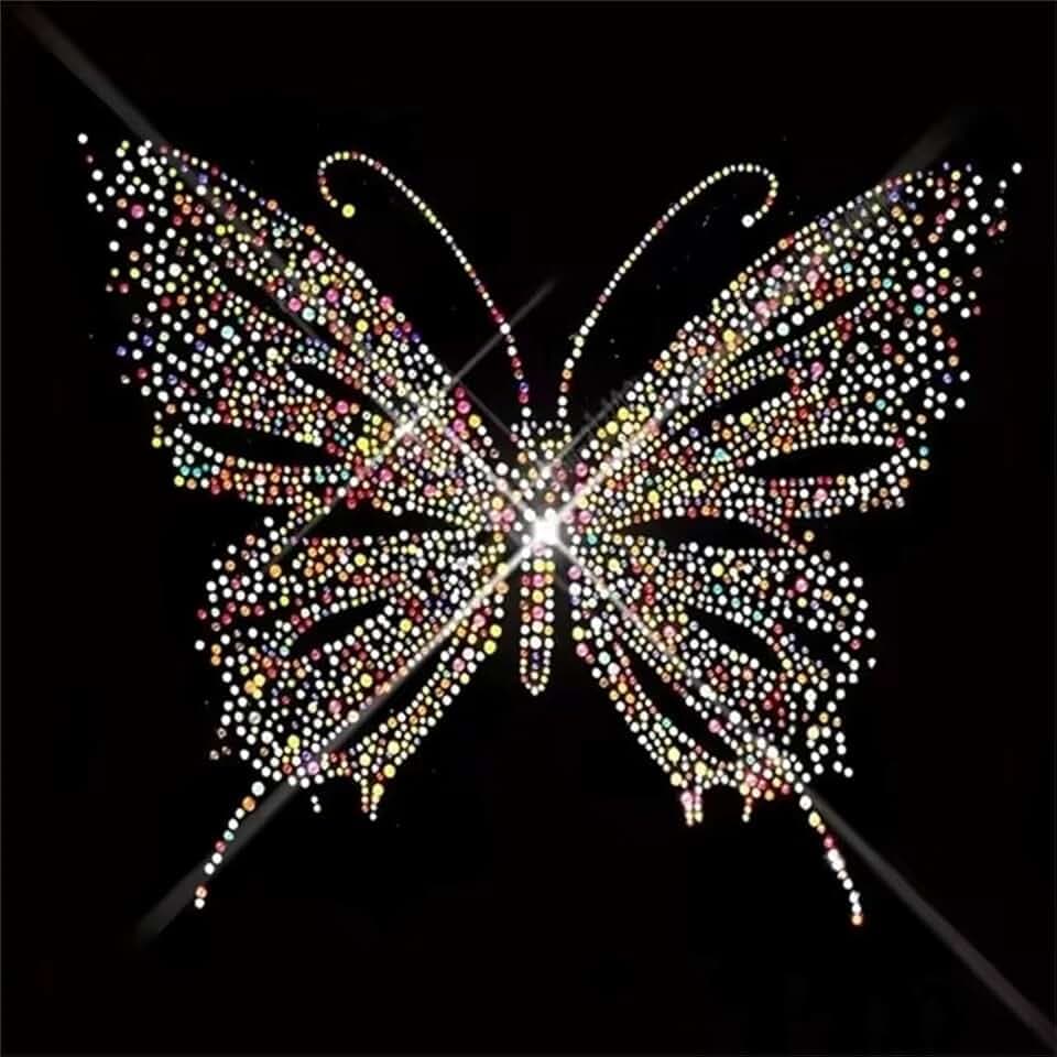 Schmetterling Strass Aufbügeln, Heat Transfer Decal Bling Strass Aufkleber Heat Transfer Patch Kleidung Reparatur Applique für T-Shirt Kleidung Hose Taschen (2)