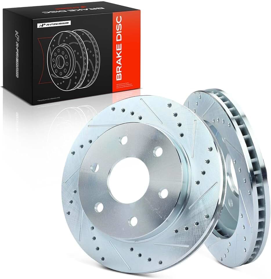 A-Premium 12.01 inch (305mm) Front Drilled and Slotted Disc Brake Rotors