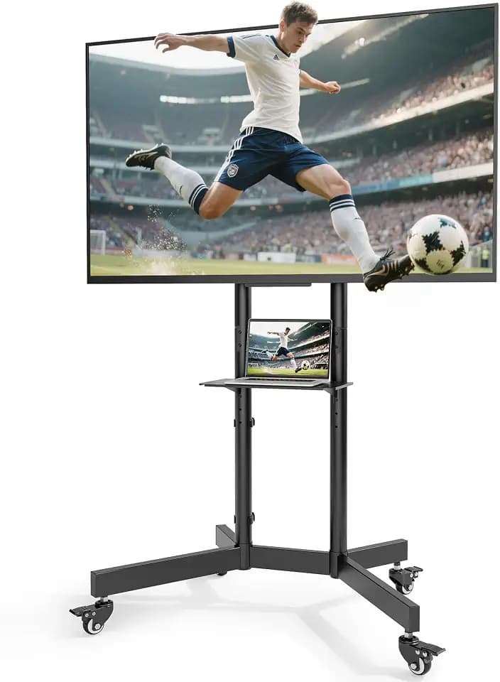 Schwerlast TV Ständer mit Rollen für 32–86 Zoll TV, bis zu 91 kg