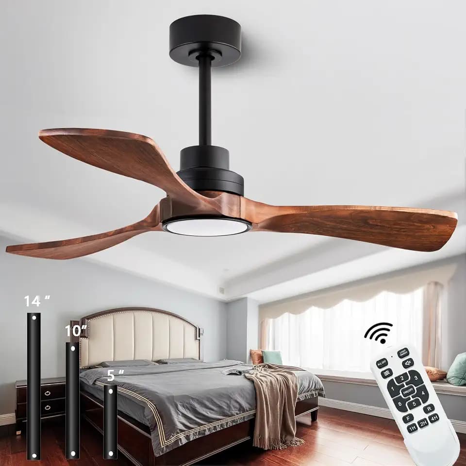 42-inch Silent Ceiling Fan Light with Remote Control, 3CCT, Walnut Finish
