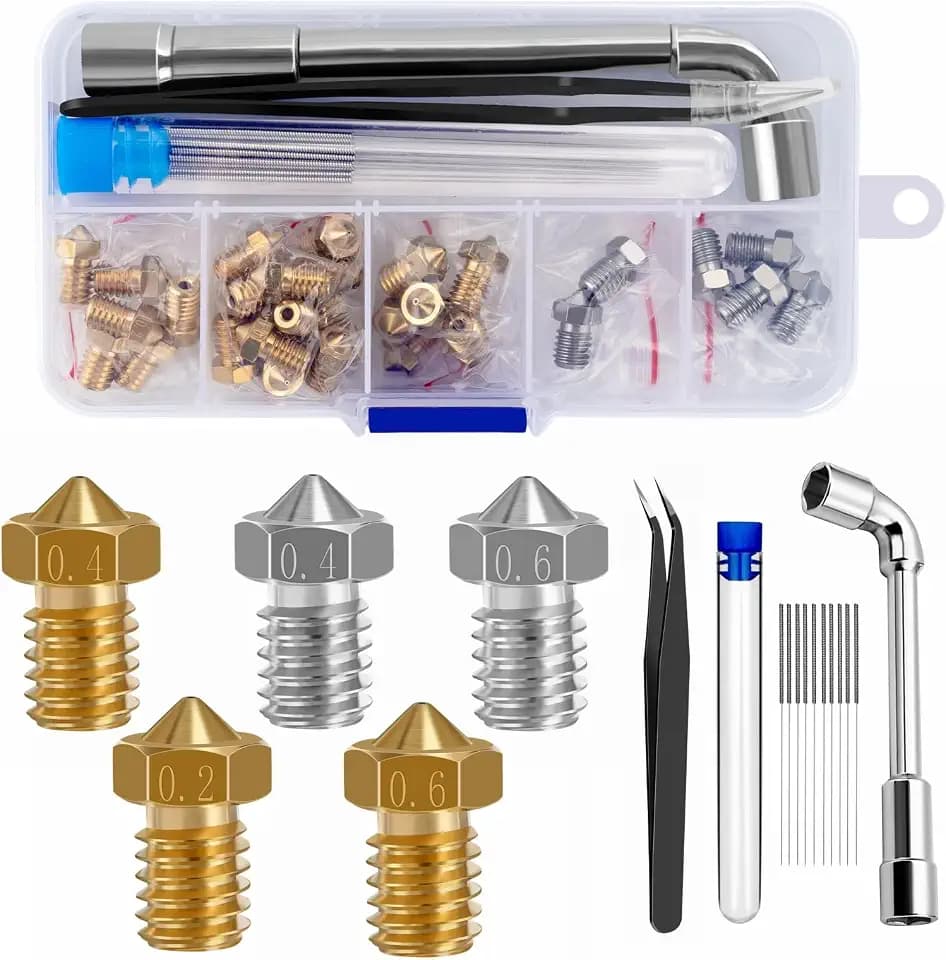 30 Stück Düsen 0,4 mm 0,2 mm 0,6 mm,3D-Drucker Messing Stainless Steel-Hotend-Düsen mit für 1,75 mm Filament Hot Ends V5, V6, für Anycubic i3 Mega Chiron Prusa i3 MK3/MK3S/Mega/Kobra Neo