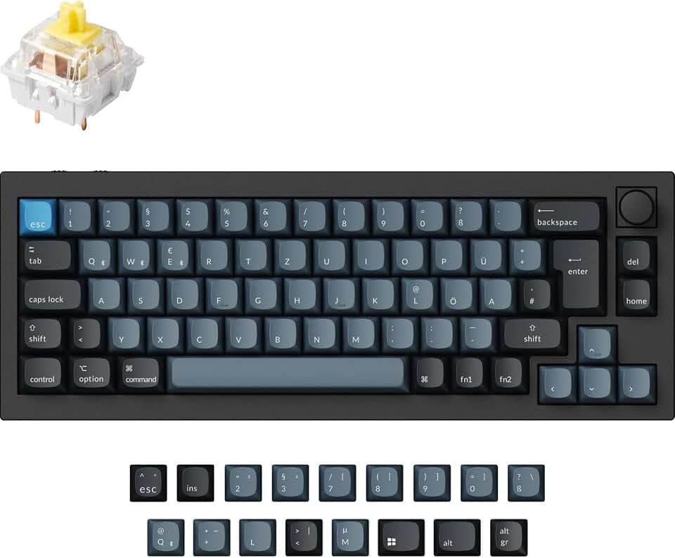 Q2 Pro (schwarz/blaugrau, DE-Layout, Keychron K Pro Banana, Hot-Swap, Aluminiumrahmen, RGB)
