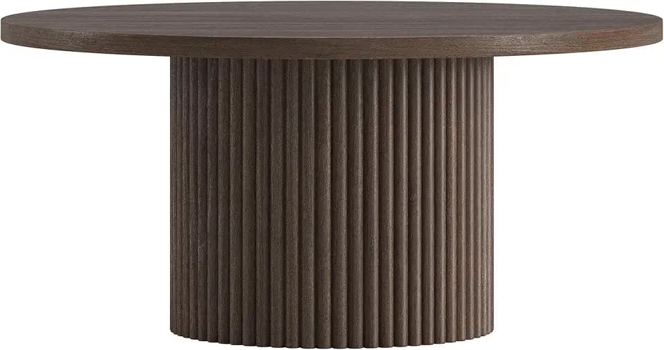Henn&Hart 32" Modern Fluted Coffee Table, Heritage Oak
