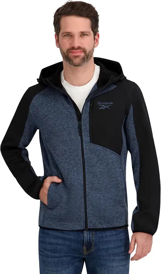Reebok Men's Full Zip Hooded Sweater Fleece Jacket