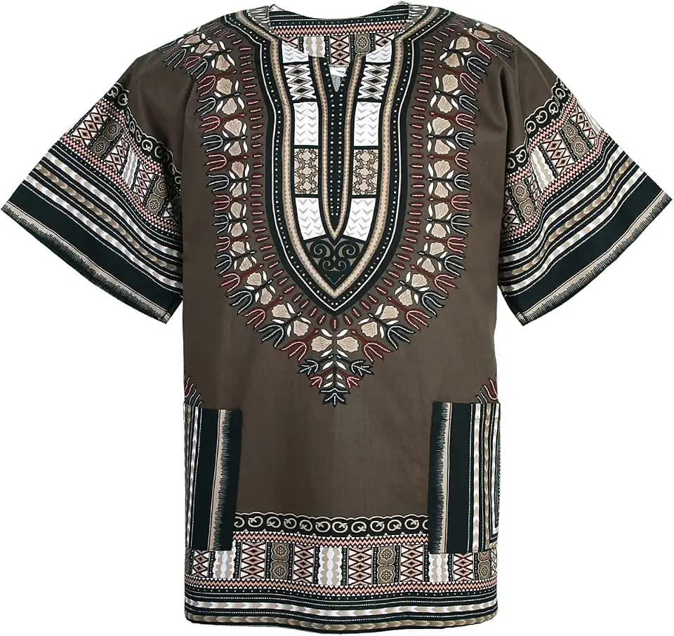 CHAINUPON African Dashiki Baumwollhemd Unisex Tribal Festival Boho Hippie Kaftan