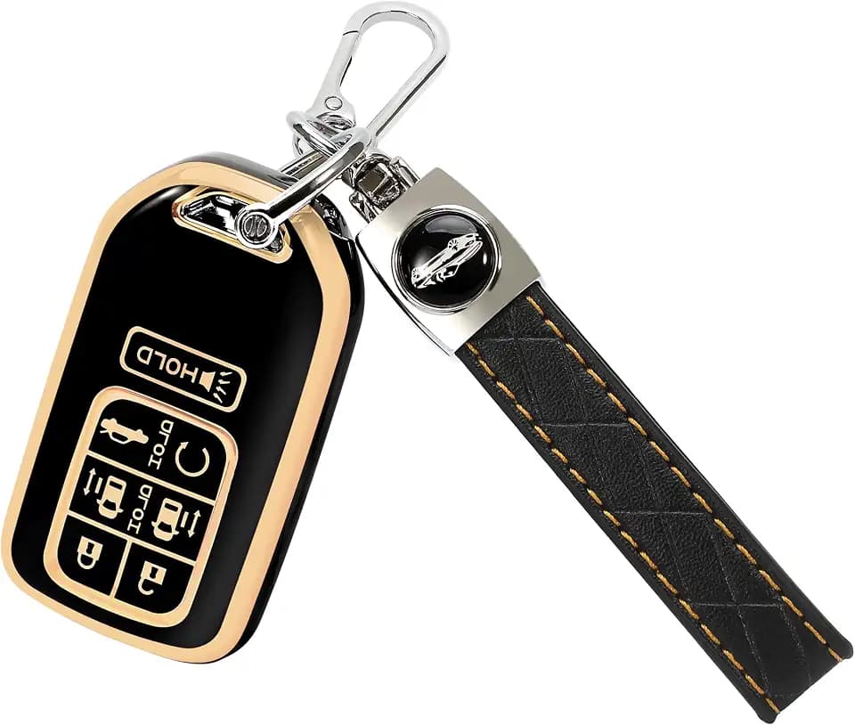 TOMALL for Honda Odyssey Key Fob Cover with Keychain, 7 Buttons Soft TPU Key Fob Protector Compatible with 2018-2024 Honda Odyssey Elite Touring EXL Sport EX Car Key Cover, Black