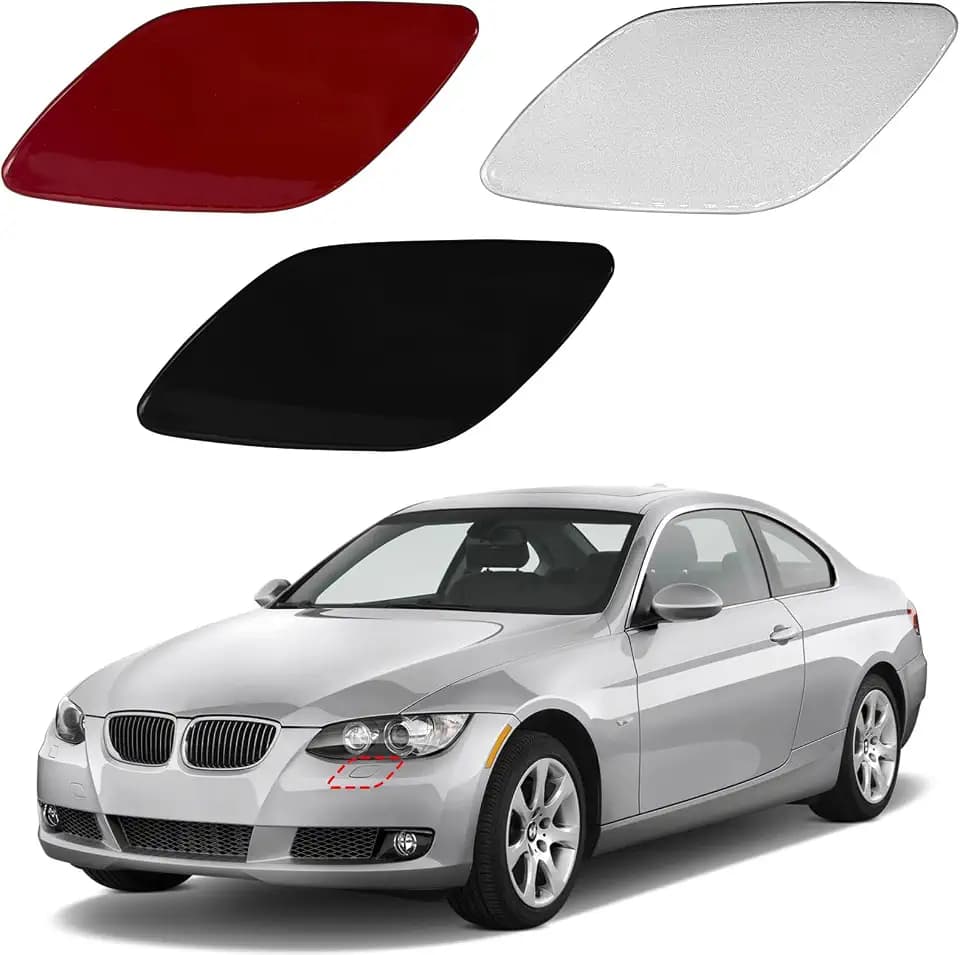 TOPUS Front Bumper Headlight Washer Nozzle Cover Cap for BMW 3 Series E92 Coupe E93 328i 335i 328xi xDrive 61677171660 61677171659 (Silver, Left driver Side)