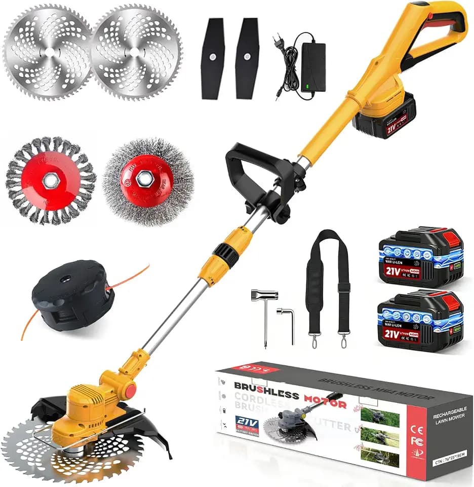 Rasentrimmer mit Akku für Makita-Akkus, 21V - 750W Motor -20000U/min, 4-in-1 Freischneider akku, 90° schwenkbarer Kopf & Teleskopstiel, Mit LCD-Anzeige – für Dickicht und hohes Gras