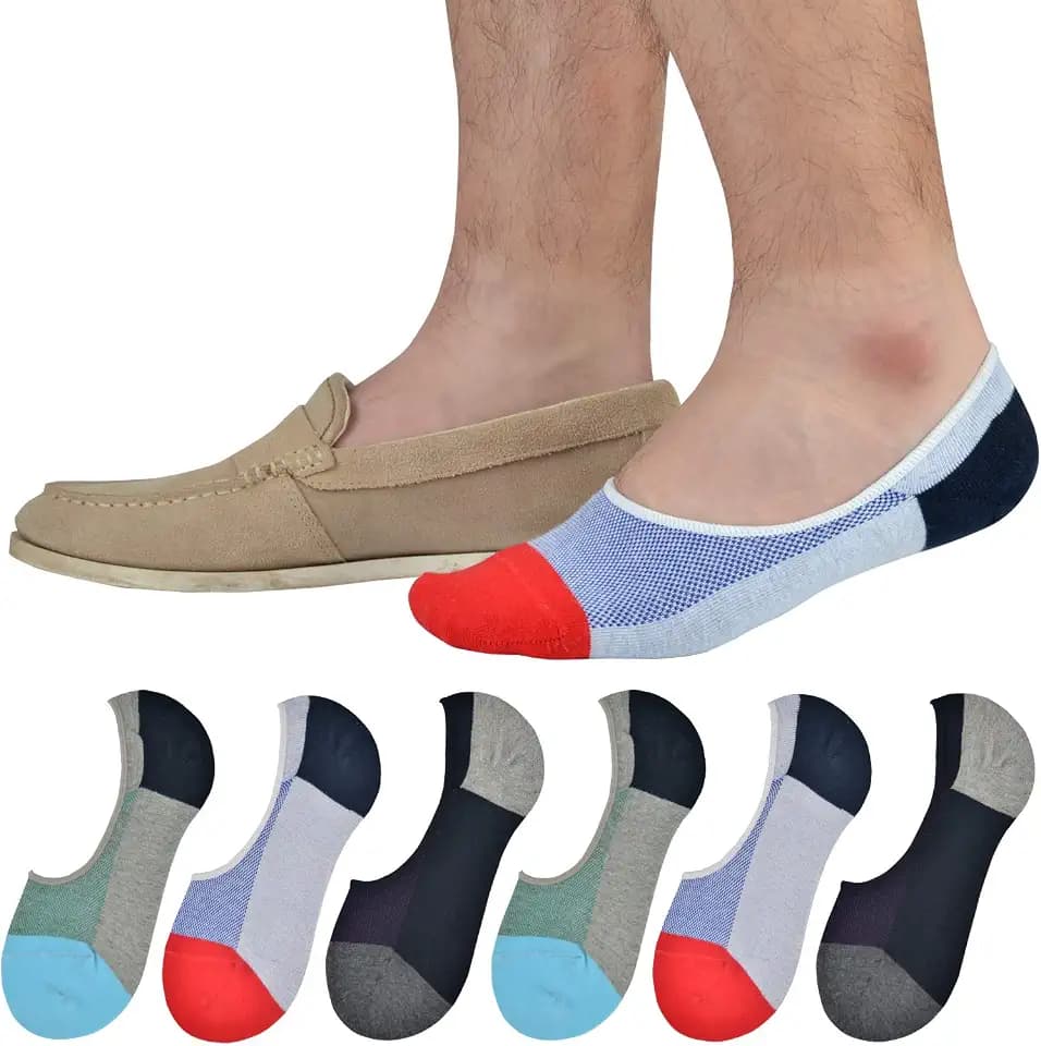 Genuine Mens No Show Socks, Loafer Sneakers Low Cut Cotton Socks Non Slip