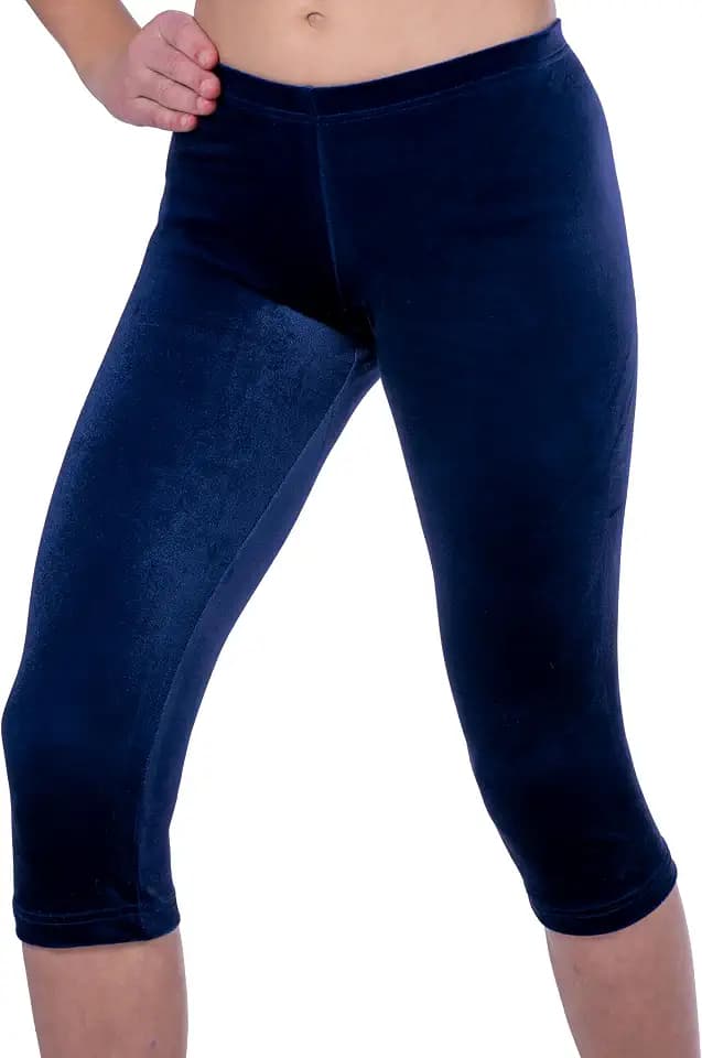 Turnhose Mädchen Yogahose Caprihose Samt glatt Gymnastik Turn Sport Capri Hose in glattem Samt Fitnesshose 7712