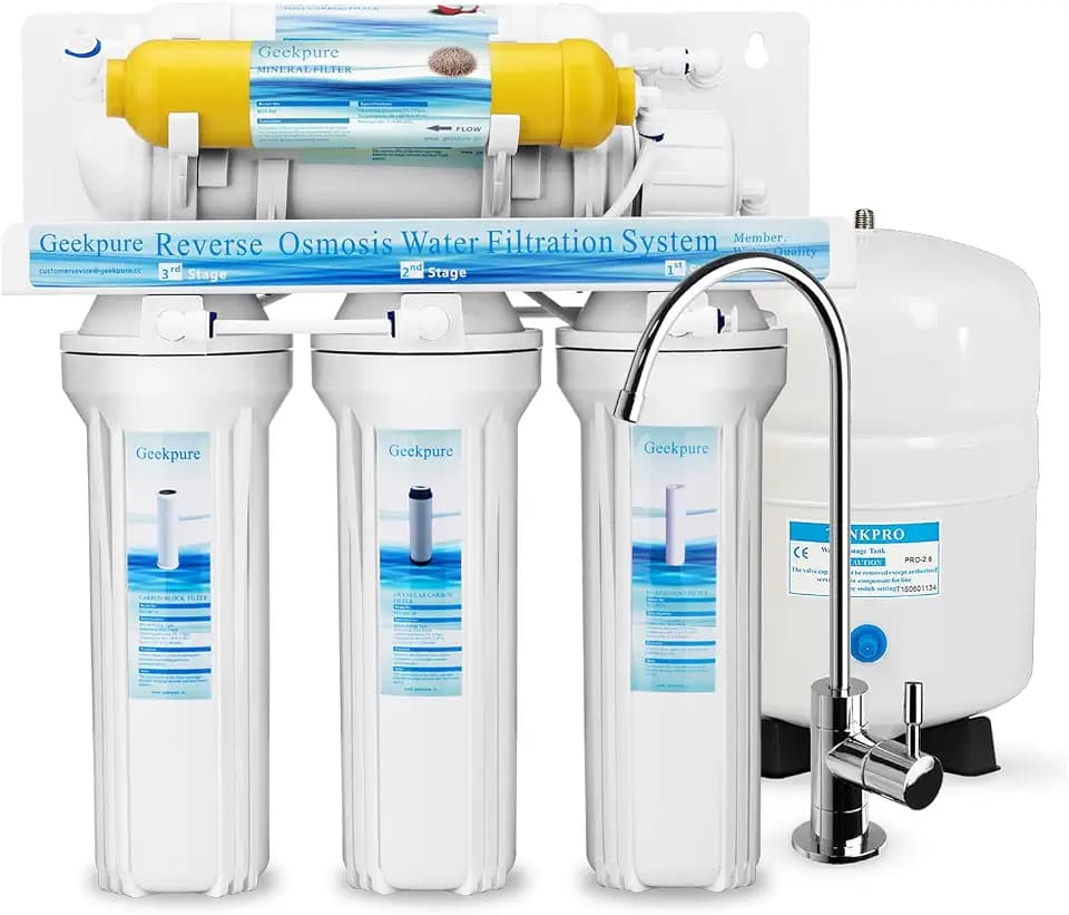 Geekpure 6-stufiges Umkehrosmose Trinkwasser Filtersystem mit Mineralischem Remineralisierung Filter-75 GPD