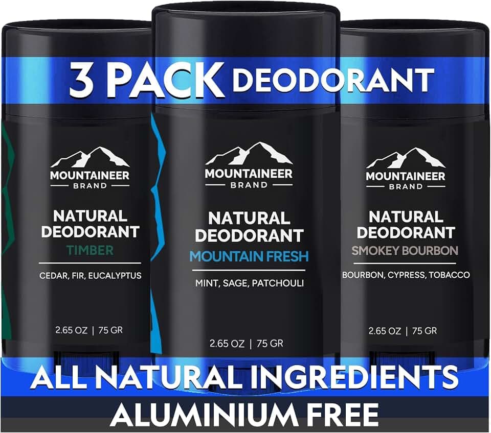 Mountaineer Brand 3 Natural Deodorant for Men Multiple Scents Bundle | Aluminium Free | Made in West Virginia | Organic & Non Toxic | Odor & Sweat Control | 2.65 oz (3 Pack)