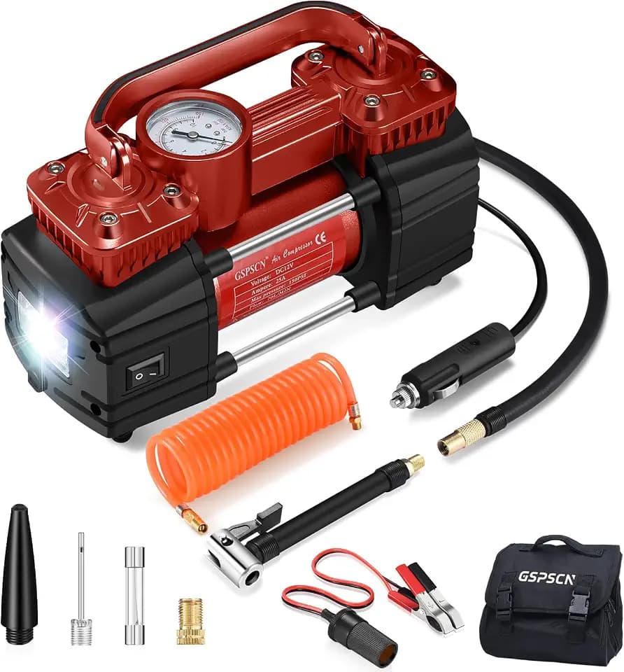 GSPSCN Heavy Duty Tire Inflator 12V Portable Air Compressor Pump 150PSI