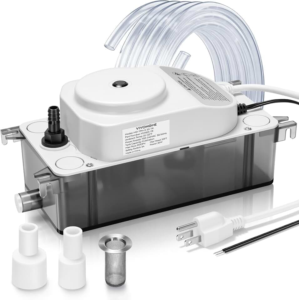 VIVOHOME 100V-240V 80 GPH HVAC Condensate Pump with Automatic Safety Alarm