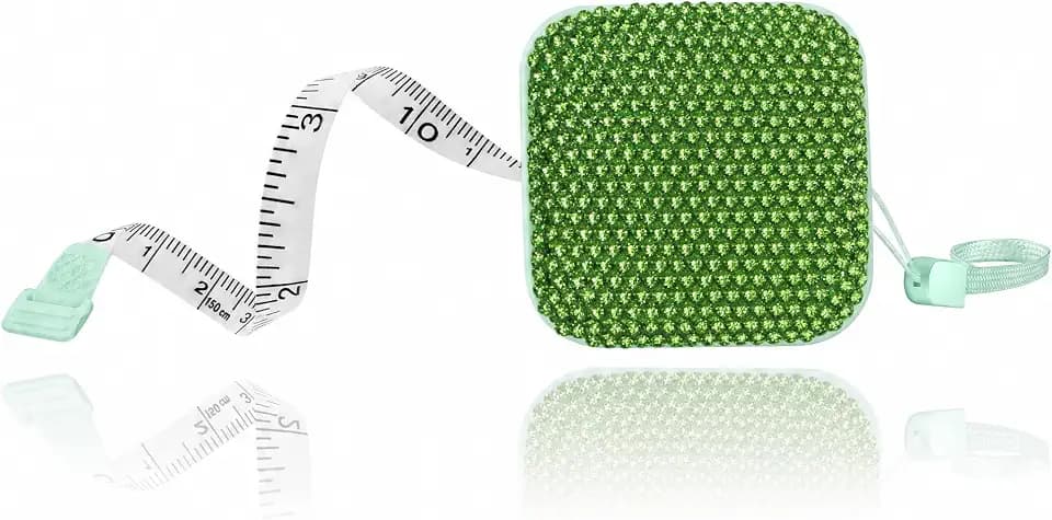 SlowVibes Bling Green Diamond Retractable Body Measuring Tape, 60 Inch
