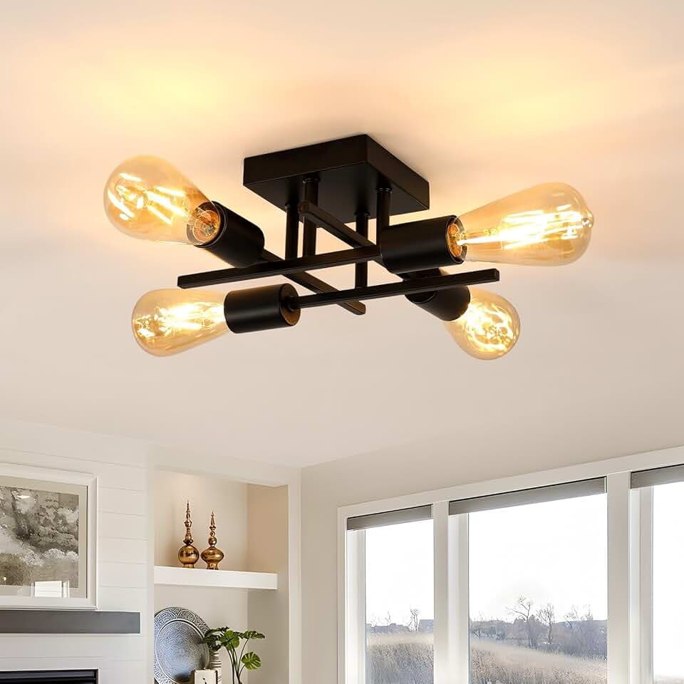 Comely Industrielle Sputnik Kronleuchter, Retro 4-Licht Deckenlampe E27