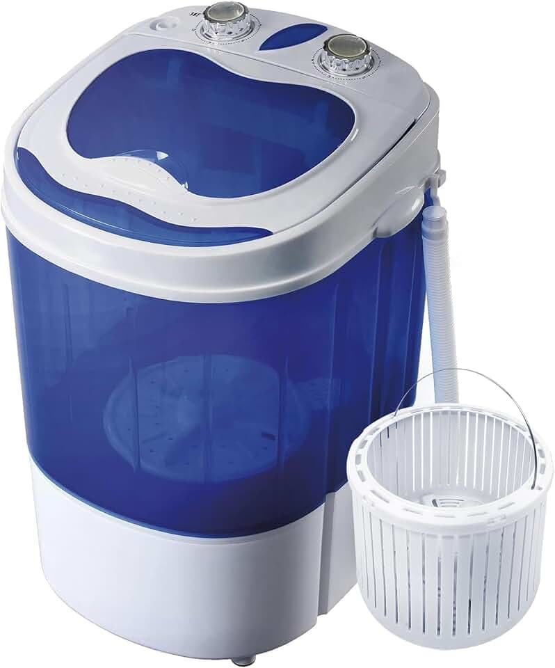 briebe Camp Mini-Waschmaschine Mobile mit Schleude, Camping, Tragbare Waschautomat bis 3 Kg Kleidung, Reisewaschmaschine, Wohnwagen, Wohnmobile, Geringer Wasser- und Energieverbrauch, WM1111