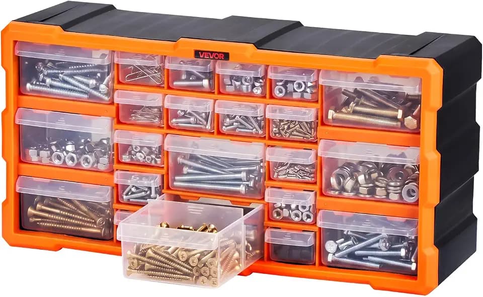 VEVOR 22-Drawer Storage Organizer, Plastic, Drawer Storage Cabinet for Garage Organization, Stackable Small Parts Organizer, Wall-Mounted Toolbox, for Hardware, Beads, Screws, Crafts, Building Bricks