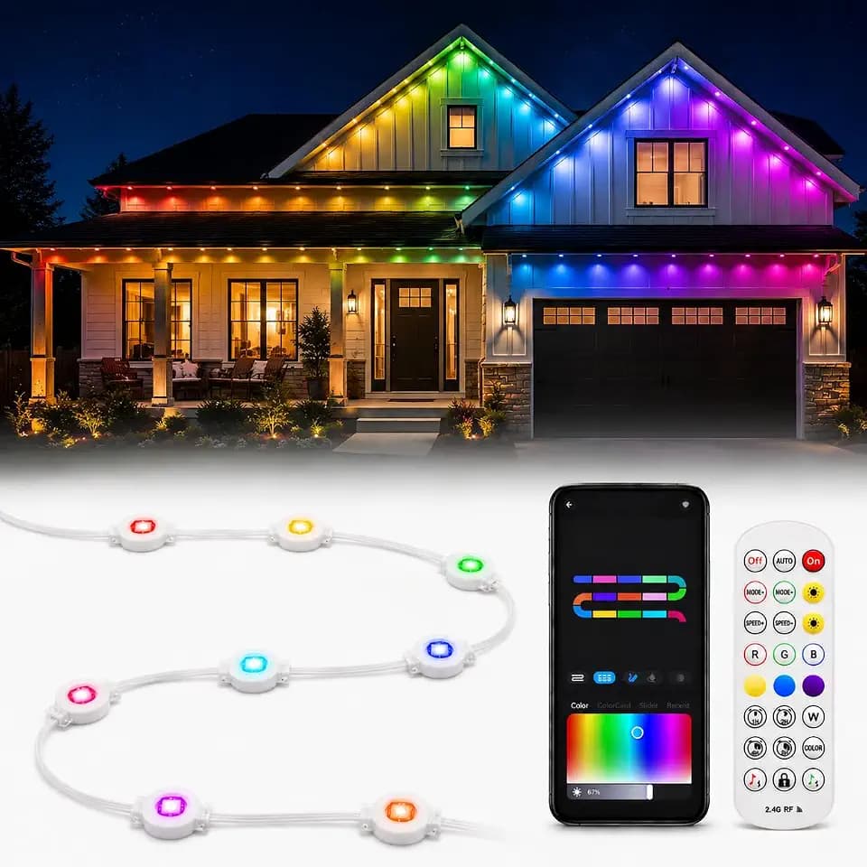 Permanent Outdoor Lights for House,400FT RGB+IC Eave Lights with Smart App